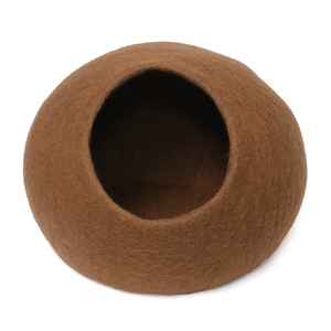 Cat Cave Wholesale Supplier Round Wool Felt Cat <b>Bed</b> Cave Solid Brown Soft Indoor Pet <b>Bed</b> Minimalist Style Hand Wash Only Non-Rem - Product Image 1