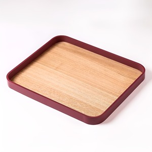 Plateaux alimentaires rectangulaires écologiques, plateaux de service en bois rustique avec poignée pour usage domestique et restaurant au prix le plus bas - Product Image 2