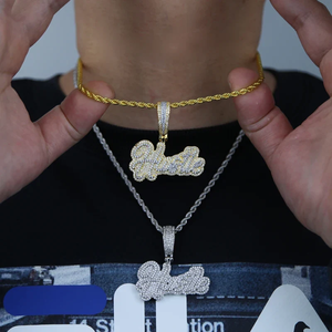 Mens Hip Hop Micro Pave CZ Hustle Pendant Necklace <b>Iced</b> <b>Out</b> Letter Word Charm Bling <b>Chain</b> Streetwear Fashion Jewelry Accessories - Product Image 5