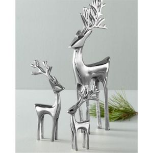ชุดประติมากรรมกวางและต้นสนโลหะทำมือ พร้อมฐานไม้ ตกแต่งโต๊ะคริสต์มาสสไตล์โมเดิร์น ขายส่ง ของตกแต่งบ้าน - Product Image 4