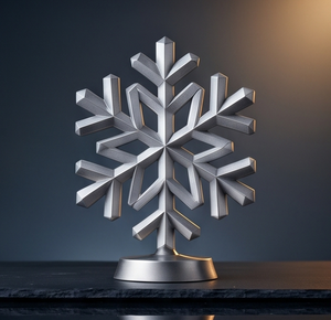 Luxury <b>Silver</b> Finished Cast Aluminum Christmas Snowflake Figurine Festive Metallic Desktop <b>Ornament</b> Holiday Interior Decor - Product Image 5