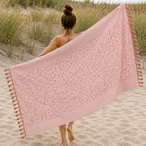 Nouvelle conception tendance, serviette de plage en jacquard floral à motif de feuilles, serviette de plage en coton à haute absorption d'eau, serviettes de plage personnalisées - Product Image 6