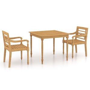 Set da pranzo da 3 pezzi in legno di Teak massello per uso giardino - Product Image 2