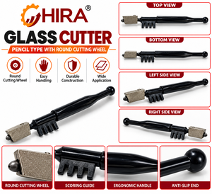Cortador de Vidrio Industrial HIRA 26612 Tipo Lápiz con Rueda de Corte Redonda de Cerámica y Ángulo de Corte de 45 Grados - Product Image 2