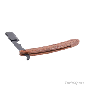Rasoir de Barbier Professionnel en Acier Inoxydable 1 Pièce avec Manche en Bois Confortable, Lame Unique, Logo Personnalisé, Corps et Visage Personnalisables - Product Image 2