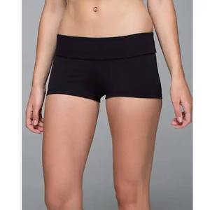 Shorts de Lino Elástico de Cintura Alta para Mujer, Color Caqui, con Diseño Sólido y Estilo Casual - Product Image 1