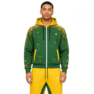 Custom Two Tone High Quality Color Block Full Zip Hoodies and Sweatpants Sets 100% Cotton Fleece Casual Regular Fit Activewear - Product Image 5