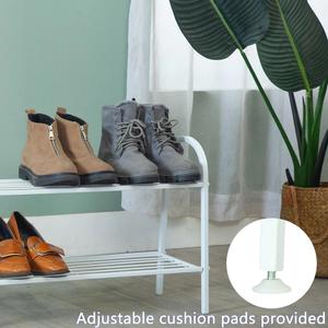 Elegant White Two Tier <b>Shoe</b> Rack Multi Purpose <b>Storage</b> Shelf Space Saving Organizer Durable Stable Design Modern Home Accent - Product Image 2