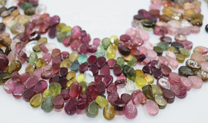Multi <b>Tourmaline</b> Smooth Pear Shape Stone Beads 6x7mm Watermelon <b>Tourmaline</b> Versatile for <b>Jewelry</b> Design - Product Image 2