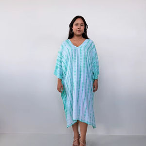 Robe kaftan midi blanche FR 29, tunique, vêtements de plage, vêtements de resort - Product Image 1