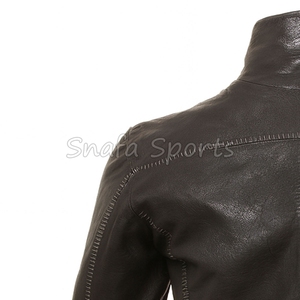 Veste en cuir de haute qualité pour homme avec fermeture éclair fine, coupe ajustée, pour l'automne et l'hiver, coupe-vent, couleur unie - Product Image 6