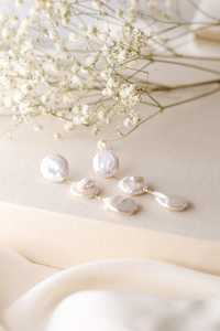 Boucles d'oreilles pendantes en perles baroques, perles Keshi triples irrégulières, bijoux de mariée élégants pour femmes, argent sterling - Product Image 5