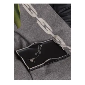 Minimalist Black Ceramic Eco-Friendly Serving Tray with Metal <b>Frame</b> Round Design for Elegant Dining Presentation - Product Image 5