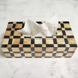 Boîte à mouchoirs en incrustation d'os de haute qualité, fabrication artisanale, design classique, couleur et taille personnalisables pour la maison et l'hôtel - Product Image 3