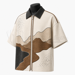 Camisa de hombre personalizada con cremallera, manga corta, estilo casual urbano, oversize. - Product Image 3