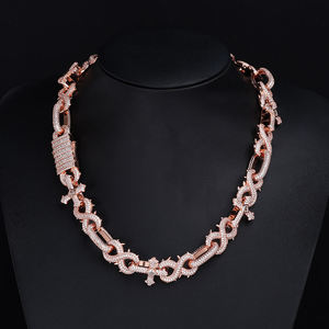Collier ras du cou en or 18 carats plaqué or avec croix en moissanite, style hip-hop, chaîne à maillons de 16 mm, unisexe, pour fiançailles et usage quotidien - Product Image 1