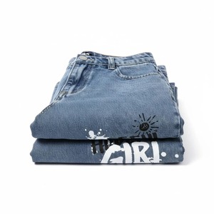 Pantalones Vaqueros de Cintura Alta y Pierna Ancha con Graffiti Dibujado a Mano y Apliques de Flores, Estilo Urbano, Jeans de Algodón para Primavera - Product Image 6