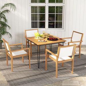 Set di 2 Sedie da Pranzo Impilabili per Esterni con Telaio in Legno di Acacia per Giardino - Product Image 1
