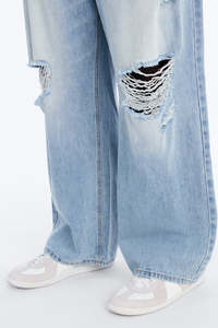 New Arrival Blue Distressed Denim Jeans for Boys Casual Straight Style Kids Pants With Elastic Waistband Fashionable Boy's Pants - Product Image 3