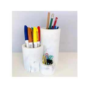 Marble <b>Pen</b> Holder for Markers <b>Pens</b> Pencils Office Supplies Modern Design <b>White</b> Marble <b>Pen</b> Holder - Product Image 1