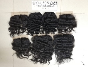 Vietglobal Hair Vietnamese Raw Human Hair Bundles Máquina de cabello Remy ondulado sedoso suave Trama doble Todos los colores Adecuado Buen cabello - Product Image 2