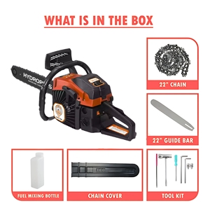 Motosierra de Servicio Pesado Hydroplus International, Motor de Gasolina de 62cc, Barra Guía de 22 Pulgadas, Motor de Dos Tiempos, OEM 2800W - Product Image 3