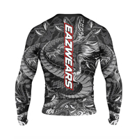 Vente en gros de maillots de compression à manches longues pour entraînement MMA, sublimation, étiquette privée, usine de vêtements de sport, maillots de compression MMA pour hommes