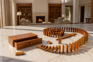 Personalized Rosewood Domino Set – Brass Inlay Keepsake Box - Product Image 5