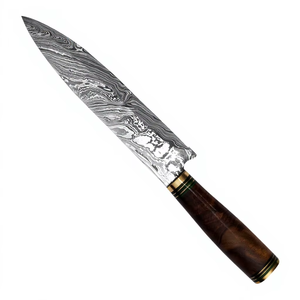 Couteau de chef ambidextre en acier Damas forgé à la main, manche en bois japonais, couteaux de cuisine - Product Image 3