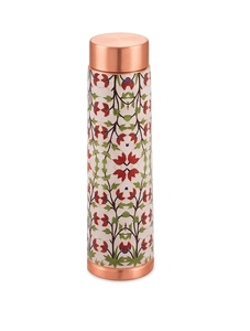 <b>Flower</b> Enamel <b>Sticker</b> Best Seller 100% Pure Copper Bottle Design Portable Travel Friendly Metal Bottles - Product Image 2
