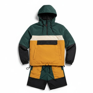 <b>Wind</b> <b>Breaker</b> Sets Windproof Men Polyester Nylon Windbreaker Short Tracksuit Zipper Jackets and Shorts Two Piece Set - Product Image 1