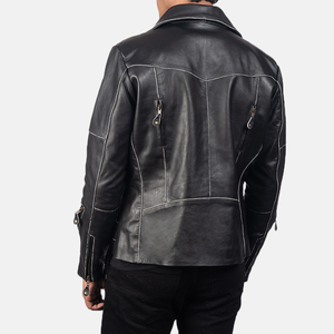 Chaqueta de Motociclista de Cuero Vacuno Personalizada para Hombre, Estilo Bomber, Impermeable, Acabado Negro, Chaquetas de Cuero - Product Image 6