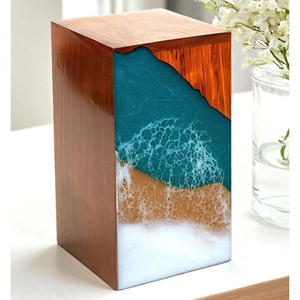 Handcrafted Wooden Cremation Urn with Resin Beach Design, Ocean Waves, and Natural Rosewood urn <b>Memorial</b> <b>Keepsake</b> by AYAANS - Product Image 2
