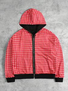 Sudadera con capucha a cuadros gingham personalizada para hombre, con cremallera, de corte holgado y peso pesado, estilo chaqueta a cuadros, oversize, proveedor para hombre - Product Image 2