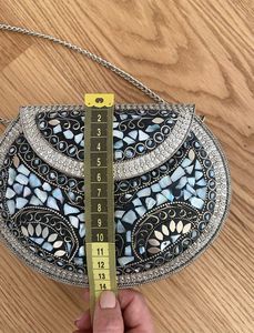 <b>Gold</b> Embellished Mosaic <b>Clutch</b> Sling Bag for Women | Vintage Ethnic Party Wear Purse <b>Gold</b> Party Wear <b>Clutch</b> Sling Bag for Women - Product Image 3