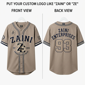 Camiseta de Béisbol para Hombre, 220 GSM, Poliéster Premium Interlock, Beige Marino, Ribete en Contraste, Bordado Personalizado, Sublimación Tackle Twill - Product Image 1