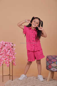 ชุดเสื้อผ้าเด็กคอลเลกชั่นฤดูร้อนสำหรับเด็กผู้หญิงเสื้อเชิ้ตลำลองแขนสั้นสีทึบสำหรับเด็ก1-5ขวบ - Product Image 5