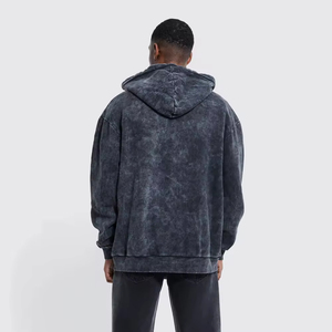 Wholesale Mens Oversized Acid Wash Hoodie | Fully Customized <b>Zip</b>-<b>Up</b> Vintage Distressed Sweatshirt 100% Cotton Breathable - Product Image 2
