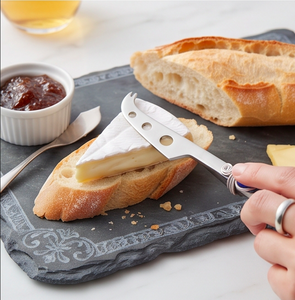 Ensemble de couteaux à fromage artisanaux en acier inoxydable avec manche en perles de verre, ustensiles de cuisine argentés, comprenant un épandeur à fromage pour usage domestique - Product Image 6