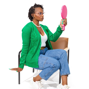 Cárdigan de Punto Verde Triple para Mujer, Manga Larga, Cierre de Botones, Suéter Elegante, Informal, a la Moda, para Usar en Capas, con Bordado Personalizado - Product Image 1