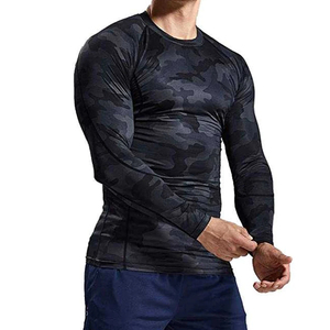 <b>Men's</b> Long Sleeve Rash Guard Black Camouflage Pattern Quick Dry Spandex Polyester <b>Compression</b> <b>Shirt</b> By Tiago Sports - Product Image 5