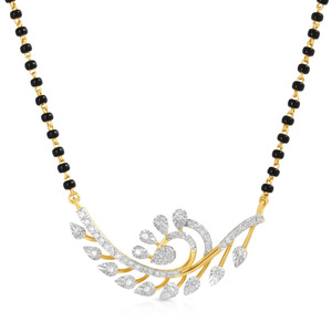 Collar Mangalsutra con diseño floral asimétrico y racimo de hojas con diamantes - Product Image 1
