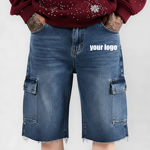 Shorts amples vintage bleus pour hommes, style streetwear été 2026, décontractés et tendance - Product Image 1