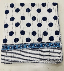 Colcha Kantha Silkgram con Estampado a Mano, Diseño de Puntos, Algodón Clásico Ecológico, 300 Hilos, para Todas las Temporadas - Product Image 5