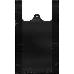 Sacchetti di Plastica Neri 16x23 Pollici con Manici per T-Shirt e Spesa, Confezione da 100 Pezzi per Attività Commerciali - Product Image 1