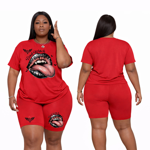 ชุดเซ็ตเสื้อผ้าผู้หญิงไซส์ใหญ่สองชิ้นลายกราฟิก ชุดลำลองฤดูร้อน - Product Image 2