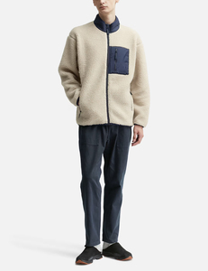 Veste en polaire sherpa pour homme, 100% polyester, col montant, fermeture éclair intégrale, avec poches poitrine - Product Image 1