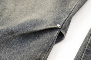 Jeans droits décontractés en denim délavé pour homme, taille élastique, coupe large, collection hiver-printemps, personnalisable (ODM) - Product Image 6