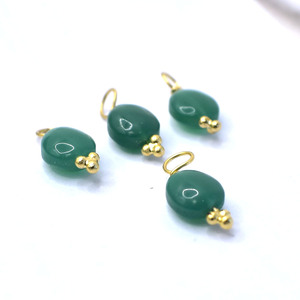 Green Onyx Tumble Pendant Smooth 8 to 10mm Gemstone <b>Charm</b> Dainty Necklace Earring Jewelry Supply - Product Image 4