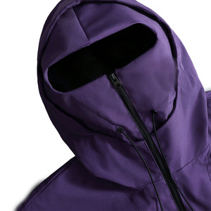 Blouson à capuche violet, coupe-vent, demi-zip, décontracté, couleur unie, en polyester, coupe régulière, pour l'automne - Product Image 3